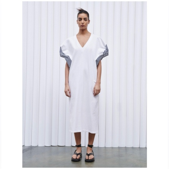 Zara Contrasting Stripe Maxi Dress / Size: Small / Color: White / Item# 458-68 - Picture 1 of 8